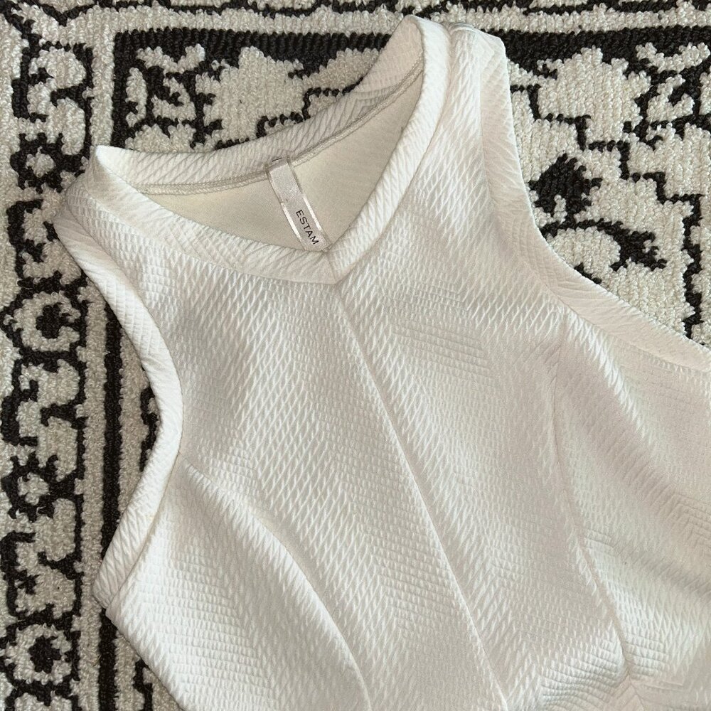 ESTAM White Slip A-Line Pleated Slim Mini Dress